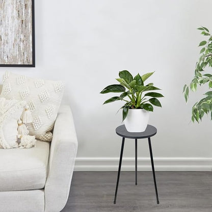 ARTORA RTORA Indoor Plant Stand, Mid Century Wood Plant Stool Adjustable Corner Tall Plant Sand Wooden Small Round End Table 18 Inch Plant Holder for Flower Pots Modern Home Decor (Black)
