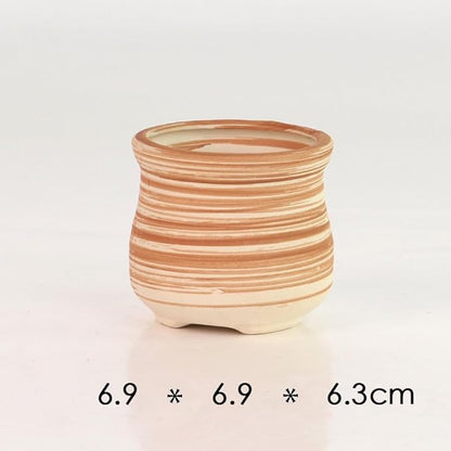 Sun-E 6 in Set 7.6 cm Ceramic Wooden Pattern Succulent Plant Pot Cactus Plant Pot Flower Pot Container Planter Gift Idea