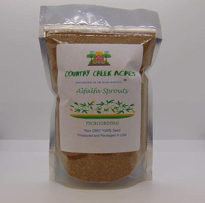 Alfalfa Sprouting Seed, Non GMO - 16 Oz -Country Creek LLC Brand - High Sprout Germination- Edible Seeds, Gardening, Hydroponics, Growing Salad Sprouts, Planting, Food Storage & More