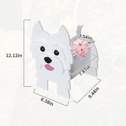 Western Highlands Dog Planter, Cute Animal Shape Flower Planters, Plant Pots for Indoor/Outdoor Garden Decor, Unique Gifts/Souvenirs for Pet Lovers (White)