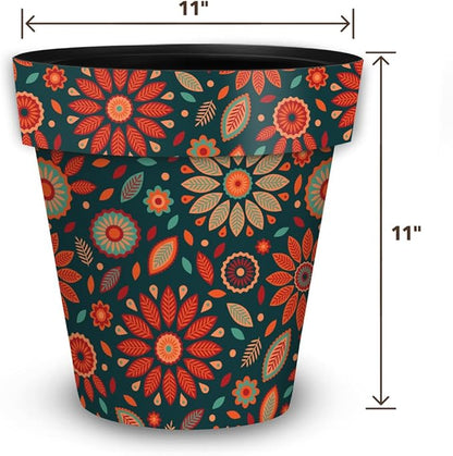 Briarwood Lane Orange and Teal Medium Floral Planter