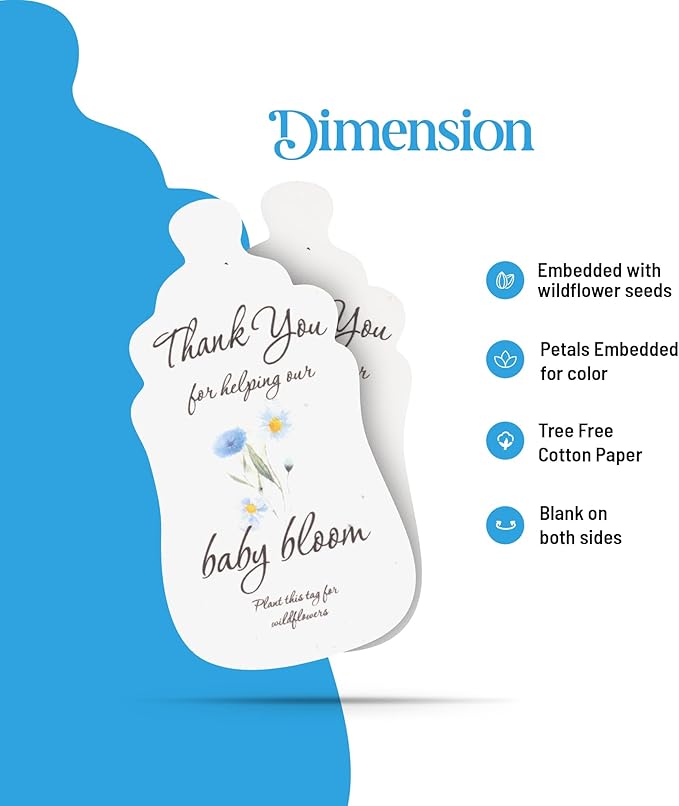 Bottle Shaped Seed Paper – 15Pcs Blue Shower Favors for Guests with Wildflower Seeds, Writable & Plantable, Shower Favor Gifts for Guest