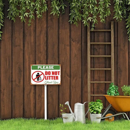 8 x 12 inch Please Do Not Littering Yard Sign Stakes Outdoor Lawn Yard Signs
