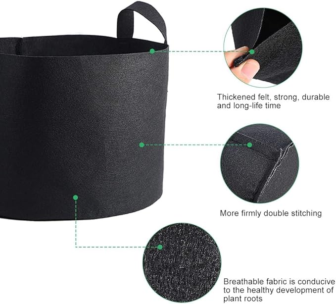 Plant Grow Bag, Thickened Nonwoven Fabric Planting Pot with Handle Aeration Planting Pot Container 1/2/3/5/7/10 Gallon 1Pc (29 x 41 cm (10 Gallons))