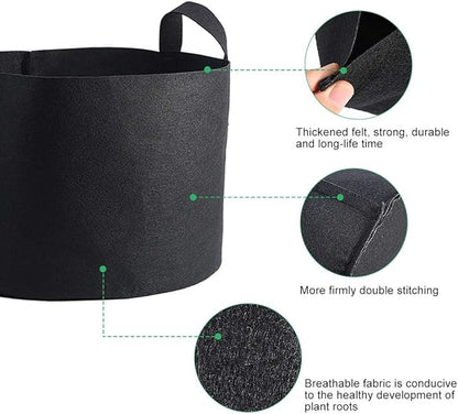 Plant Grow Bag, Thickened Nonwoven Fabric Planting Pot with Handle Aeration Planting Pot Container 1/2/3/5/7/10 Gallon 1Pc (29 x 41 cm (10 Gallons))