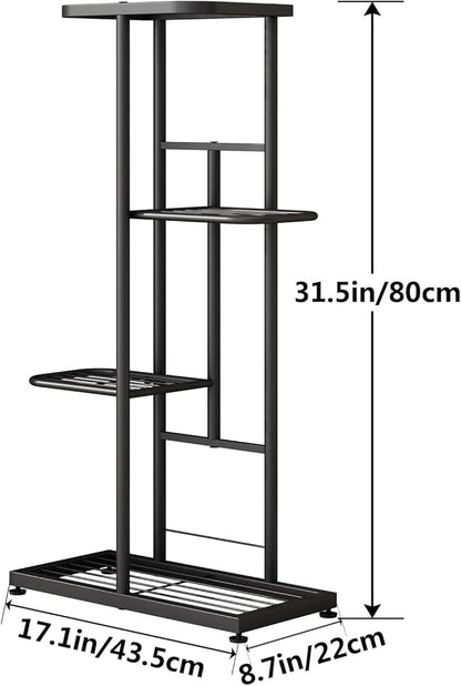 LINZINAR Plant Stand Indoor Outdoor Corner 4 Tier Metal Plant Shelf Patio Plant Rack for Garden Corner Balcony Living Room