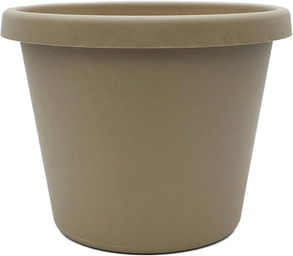 The HC Companies Prima Round Plastic Plant Pot w/Rolled Rim - Lightweight & UV Resistant Flower Pot for Herbs & More - Outdoor & Indoor Plant Pots w/Drainage (8 inch, Sandstone, Pack of 1)