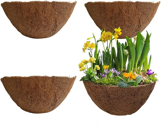 4PCS Coco Liner for Hanging Basket 18 Inch Round 100% Natural Planter Liner Replacement