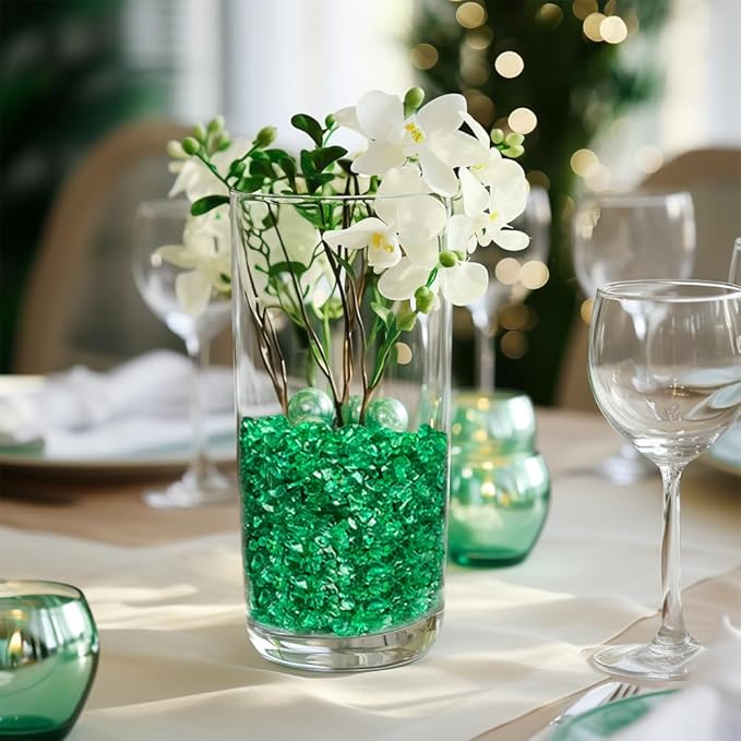 HappyFiller Crushed Glass for Resin Art,Broken Piece Granules,Craft Project,Vase Fillers Candle Holder Aquarium Fishbowl Decor, Succulent Terrarium Pebble Stones,Fire Pit Fireplace,Dark Green 1.3LB