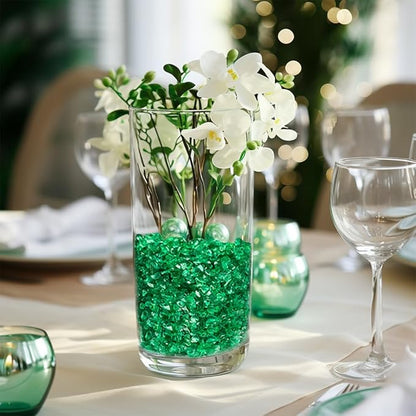 HappyFiller Crushed Glass for Resin Art,Broken Piece Granules,Craft Project,Vase Fillers Candle Holder Aquarium Fishbowl Decor, Succulent Terrarium Pebble Stones,Fire Pit Fireplace,Dark Green 1.3LB