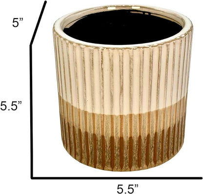 Admired by Nature 5" Ceramic Flower Planter Pot - for Home Decor, Indoor Plants, Garden Display, Organization - Brown