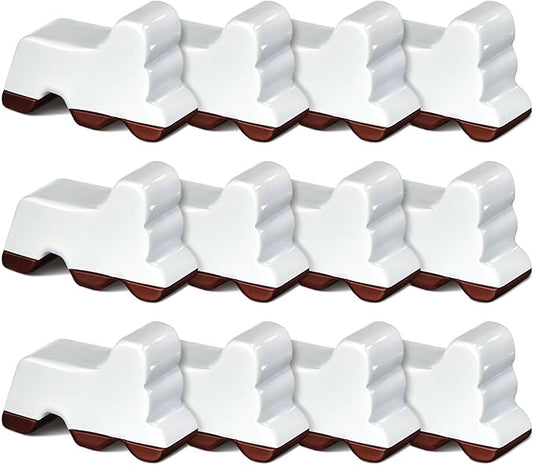 Kigeli 12 Pcs Resin Pot Feet for Outdoor Planters 3 Inch Long 1.5 Inch Tall Flower Handmade Elevator Plant Feet Frost Proof Lifter for 14-20 in Pot(White)