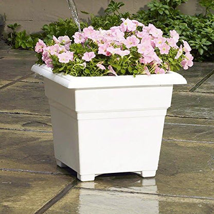 Root & Vessel Countryside Square Tub Planter, White, 14-Inch