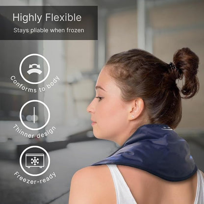 FlexiKold Gel Neck Ice Pack (23" X 8" X 5") - Reusable Cold Pack Compress (Therapy for Pain, Injuries of Neck, Lower Back, Shoulder, wrap Around Knee, Foot, Thigh, Elbow) - A6301-COLD