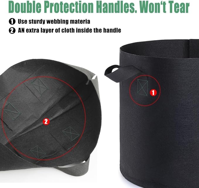 12 Pack 15 Gallon Grow Bags,Premium Fabric Pots 15 Gallon for Healthy Plant Growth - Durable and Reusable Garden Bags to Grow Vegetables,Fruits,and Flowers