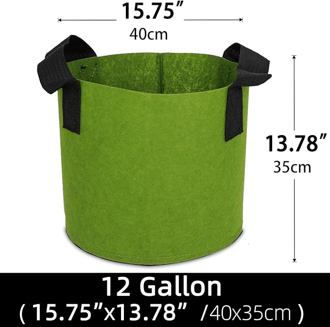 Grow Bags,Growing Pot Bags Garden Grow Bag Indoor Outdoor Fabric Aeration Plant Pot Container Flower Vegetable Pouch (Army Green,12Gallon)