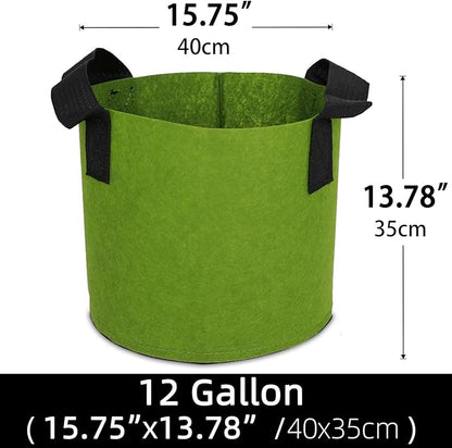 Grow Bags,Growing Pot Bags Garden Grow Bag Indoor Outdoor Fabric Aeration Plant Pot Container Flower Vegetable Pouch (Army Green,12Gallon)
