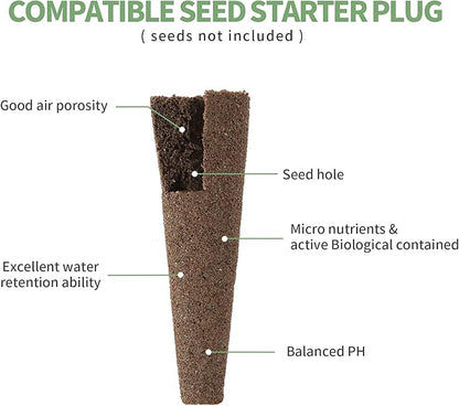 150 Pack Grow Sponges, Seed Pods Replacement Root Growth Sponges Compatible with AeroGarden, Moldy-Free, Kit with 10 Pod Labels for Hydroponic Indoor Garden System