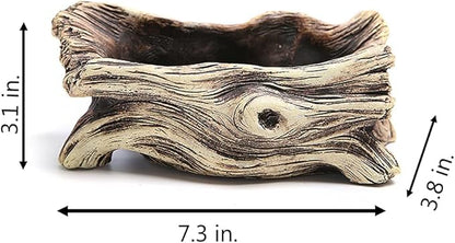 DIYOMR Cement Driftwood Planter Pots Imitation Stump Log Concrete Flower Succulent Pot/Container (7.3" L x 3.8" W x 3.1" H,Undertint)