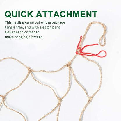 Jute Trellis Netting - Jute Netting for Garden, Heavy Duty Plant Support Netting for Climbing Plants, Cucumber, Vine, Fruits & Vegetables, Climbing Vining Plants (6.6 Ft x 32.8 Ft, 5.9 Inch Squares)