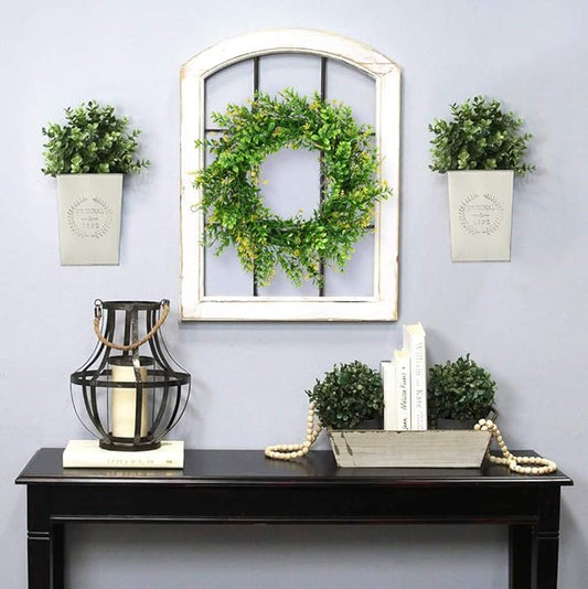 LESEN Set of 2 Farmhouse Metal Wall Planter,Rustic Wall Decor Country Hanging Wall Vase Box for Plants Flower Home Decoration