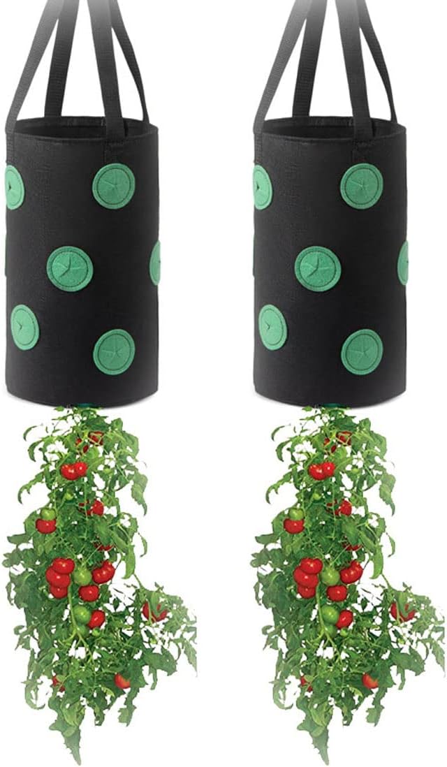 Ulalaza 2 PCS 13 Hole Strawberry Bags with Holes at The Bottom Hanging Planting Bags Hanging Strawberry Planting Bags 3 gallons 20cm*35cm/7.8inch*13.7inch