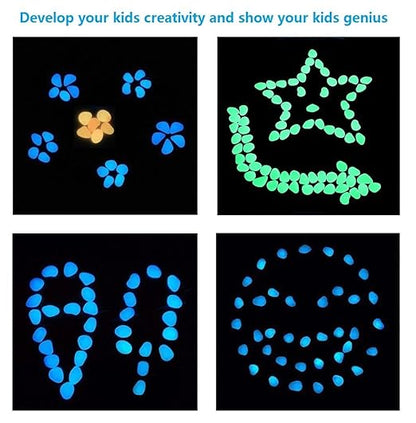 Glow Stones 1100Pcs Glow in The Dark Stones Garden Pebbles Rocks Indoor Outdoor Decor Luminous Stone for Walkways Driveway (Colorful)