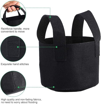 Black Felt Plants Growing Bag, Plant Grow Bags Garden Bag to Grow Vegetables, Vegetable Potato Planter Containers Flower Aeration Planting Pot Container for Planting Potatoes (1 Gallon (14 x 18cm))