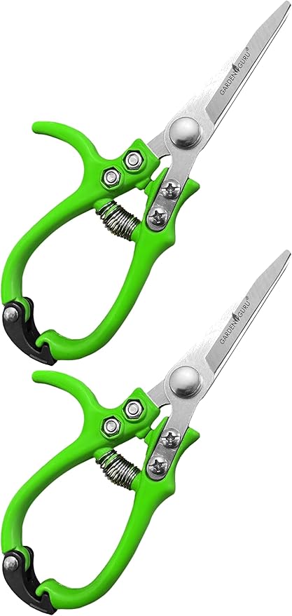 Garden Guru Ergonomic Garden Snips Clippers – Professional Hand Pruner Pruning Shear with Comfort Grip Handles for Gardening Trimming and Yard Work – High Carbon Steel (2 Pack)