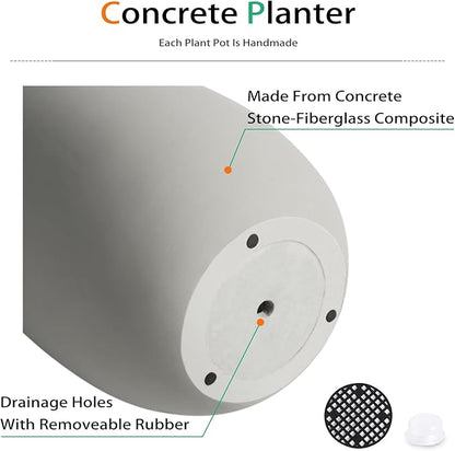 Concrete Planter Outdoor Indoor, Large Tall Cement Plant Pots for Trees Flowers (Gray, 22 inch)