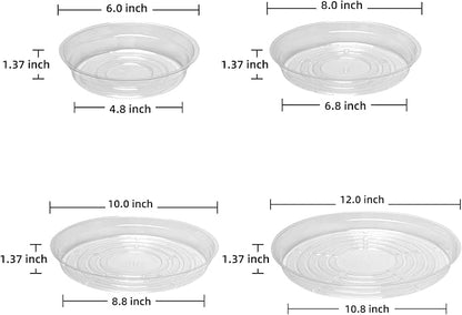 TRUEDAYS 20 Pack Plant Saucers (6 inch / 8inch / 10inch / 12inch) Clear Plant Saucers Flower Pot Tray Excellent for Indoor & Outdoor Plants