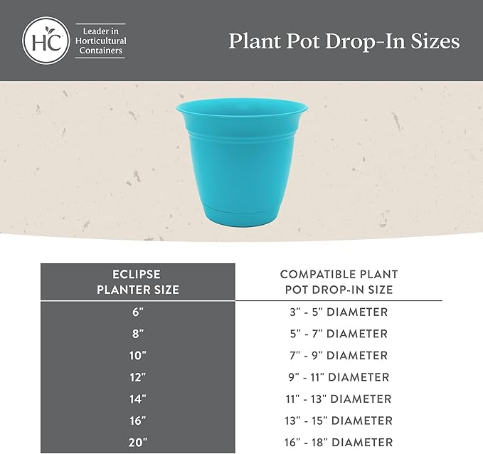 The HC Companies 20 Inch Eclipse Round Planter Pots with Drainage Holes & Attached Saucer, Lightweight UV-Resistant Plastic Indoor & Outdoor Planters, 2-Pack Flower Pots, Garden Home Decor, Cappuccino
