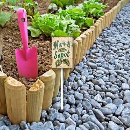 Uptell Vintage Aluminum Mamey Sapot Fruit Signs Yard Sign with Stake for Garden Fruit Garden Label Stakes Plant Markers for Outdoor Plants Waterproof 7x8.8 inch
