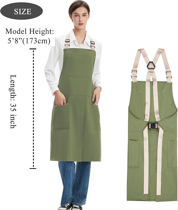 Pottery Apron Split Leg Waterproof Unisex Crossback Apron with Large Pockets