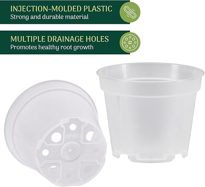 Arcadia Garden Products [25-Pack [2-inch ] Clear Nursery Pot with Drainage Holes, Heavy Duty Plastic Injection Mold Transparent Grow Pot for Orchids, Seedlings, Plant Cuttings, Clear