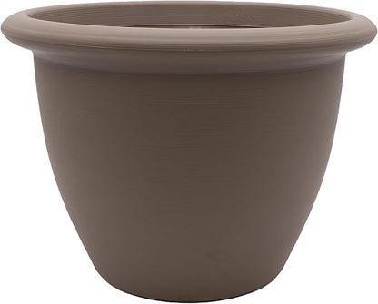 The HC Companies Sevilla Flower Planters - Durable Outdoor & Indoor Planter - Round Lightweight Self Watering Plant Pots for Herbs & More (14" Cappuccino, Pack of 1)