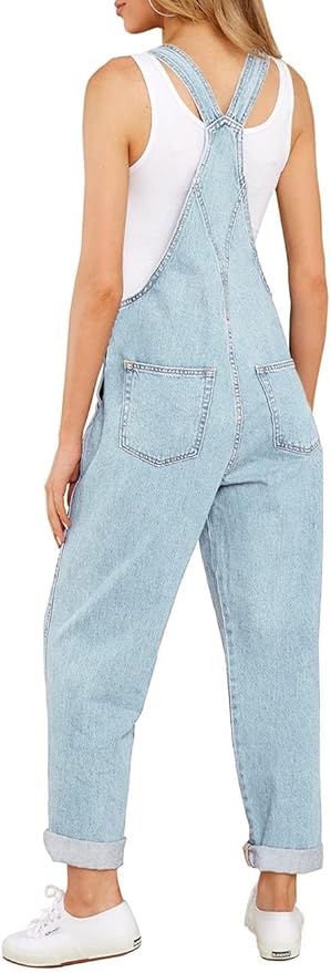 Vetinee Womens Classic Adjustable Straps Pockets Denim Bib Overalls Jeans Pants