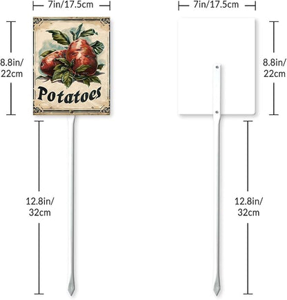 Uptell Vegetable Garden Potatoes Yard Sign Label With Stake Plant Markers For Outdoor Plants Waterproof 7x8.8inch Nursery Garden Outdoor Sign