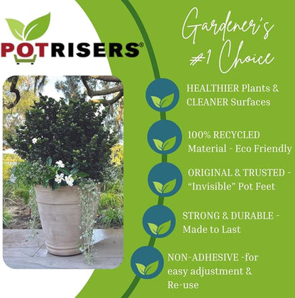 (Standard Size -32 Pack) - Invisible Pot Feet to Elevate up to 8 Flower Plant Planters or Statues | Perfect for Patios, Decks, Gardens, and Greenhouses - Made in the USA