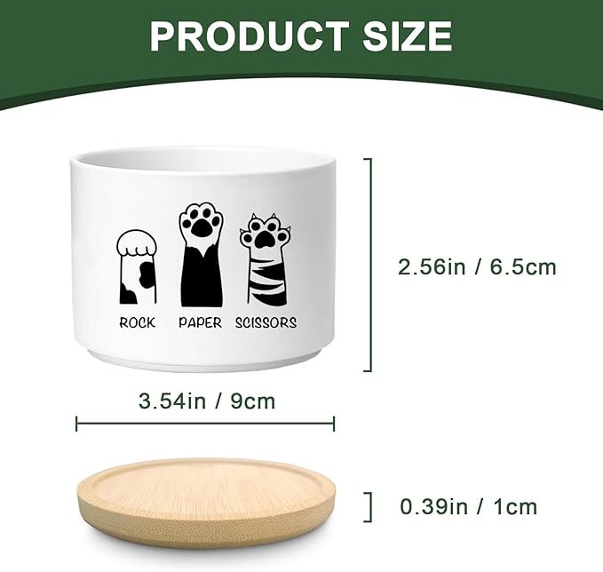 Funny Cat Ceramic Planter Pot, Cute Succulents Pots for Indoor Cat Lover Women Friends Coworker Sister Bestie Birthday, Office Desk Windowsill Decor (Plants Not Included)