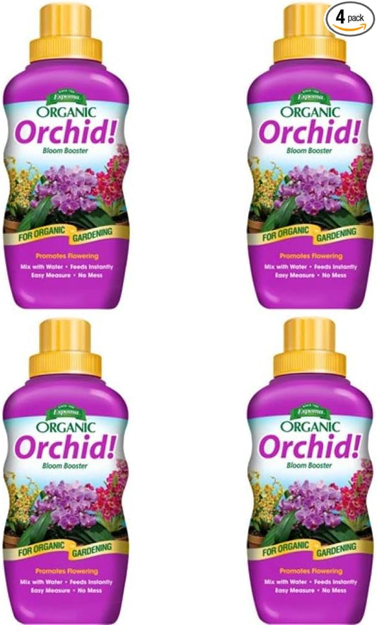Espoma Organic Orchid! 8-Ounce Concentrated Plant Food – Plant Fertilizer and Bloom Booster for All Orchids and Bromeliads. Ideal for Phalaenopsis, Dendrobium, and Other Types of Orchids - 4 Pack