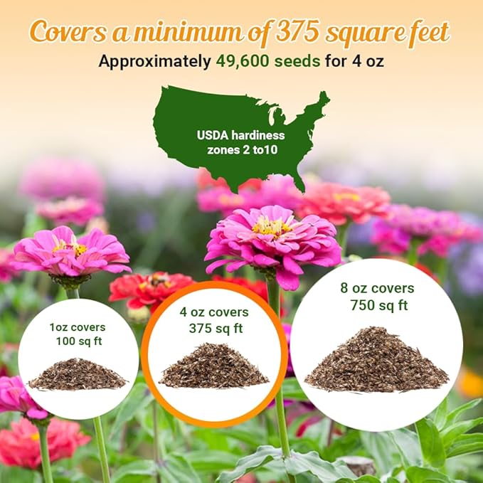 Monarch Butterfly Rescue Wildflower Seeds 4oz. Bulk Open-Pollinated Wildflower Seed Packet, No Fillers, Annual, Perennial Milkweed Seeds for Monarch Butterfly 1/4 Pound