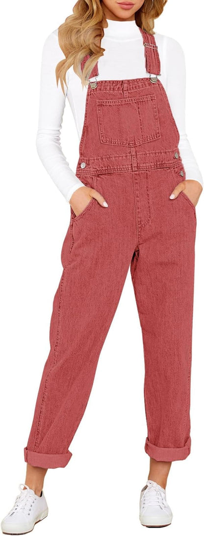 Vetinee Womens Classic Adjustable Straps Pockets Denim Bib Overalls Jeans Pants