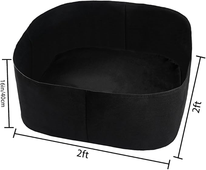 Planting Grow Bag,Felt Fabric Raised Planting Bed,Raised Garden Bed Planter Breathable Planting Container Rectangle Growing Pot (Black - 2ft*2ft- 2Pack)