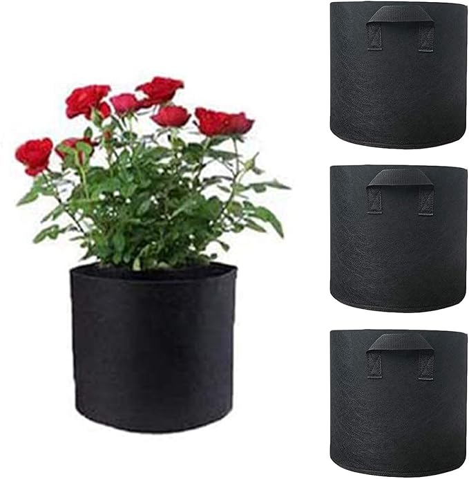 Grow Bags,5 Gallon Pots for Plants,5 Gallon Grow Bags,for Vegetables, Flowers, and Plants,Fabric Pots,300G, Heavy-Duty Non-Woven, with Comfort Handles（Set of 4）