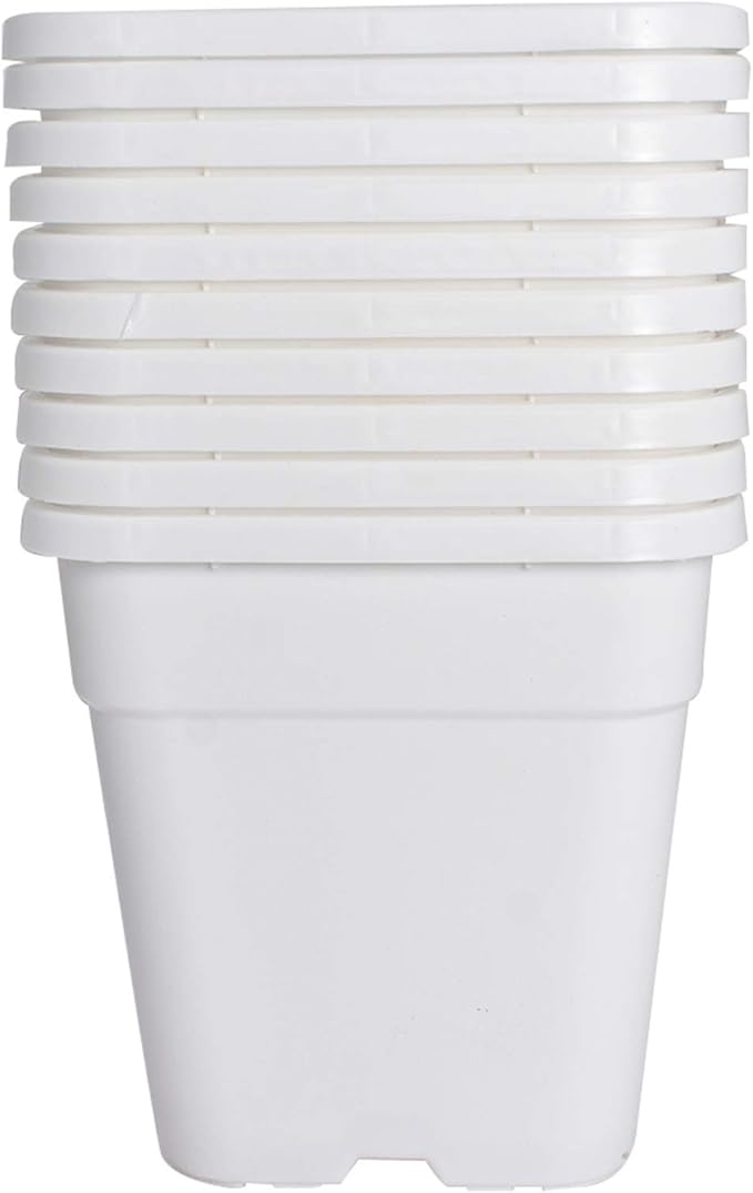 Plant Pots Flower Pot 10-Pack 5 Gallon Planter Nursery Pot Garden Seedling Planters Containers Plastic Injection Molded Pots with Drainage Holes for Outdoor Indoor Plants Vegetables, White