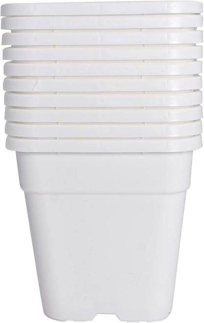 Plant Pots Flower Pot 10-Pack 5 Gallon Planter Nursery Pot Garden Seedling Planters Containers Plastic Injection Molded Pots with Drainage Holes for Outdoor Indoor Plants Vegetables, White