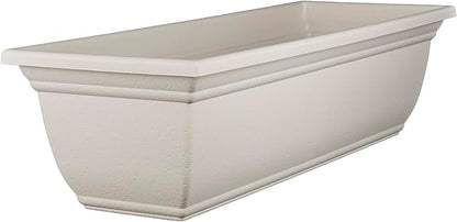 The HC Companies 24 Inch Mojave Window Planter Box with Drainage Holes, Lightweight UV-Resistant Plastic Outdoor Planters, 2-Pack Flower Box for Garden & Home Decor, Cottage Stone