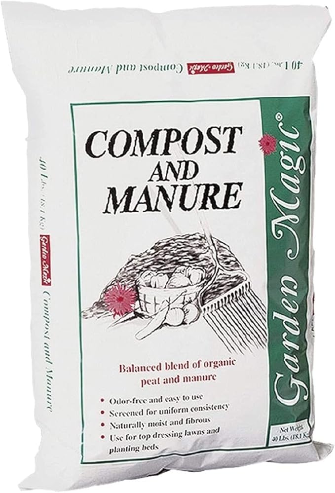 Michigan Peat 4-Pack Compost and Manure Blend, Garden Magic Mix w/Odor-Free Blend, 40 Lbs - Outdoor Lawn and Gardening Mixture with Nutrients and Minerals for Soil Potting and Planting