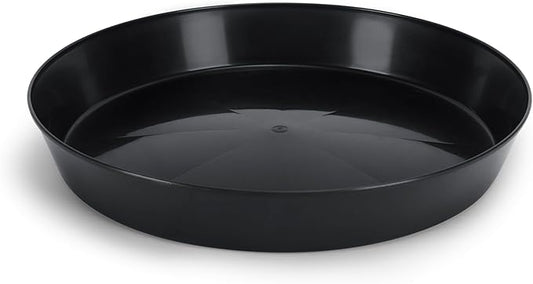 14 Inch (12.14 Inch Base) Case of 5 Plant Saucer - Black Polypropylene,Heavy Duty Indoor/Outdoor Tray and Drip Pan,Collects Flower Pot Excess Water Made in USA